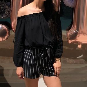Brandy strapless long sleeve crop top